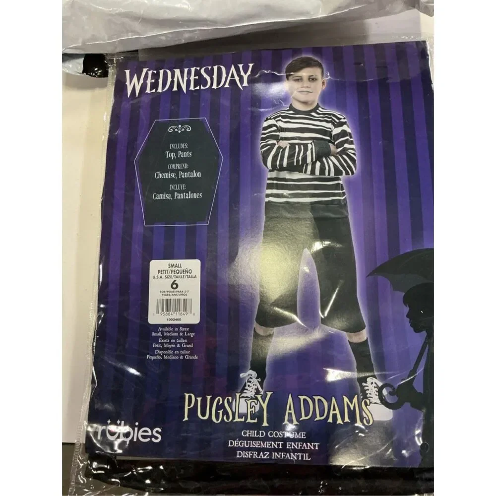 Rubie's Wednesday Pugsley Addams Costume Kids Boys Small 6/7